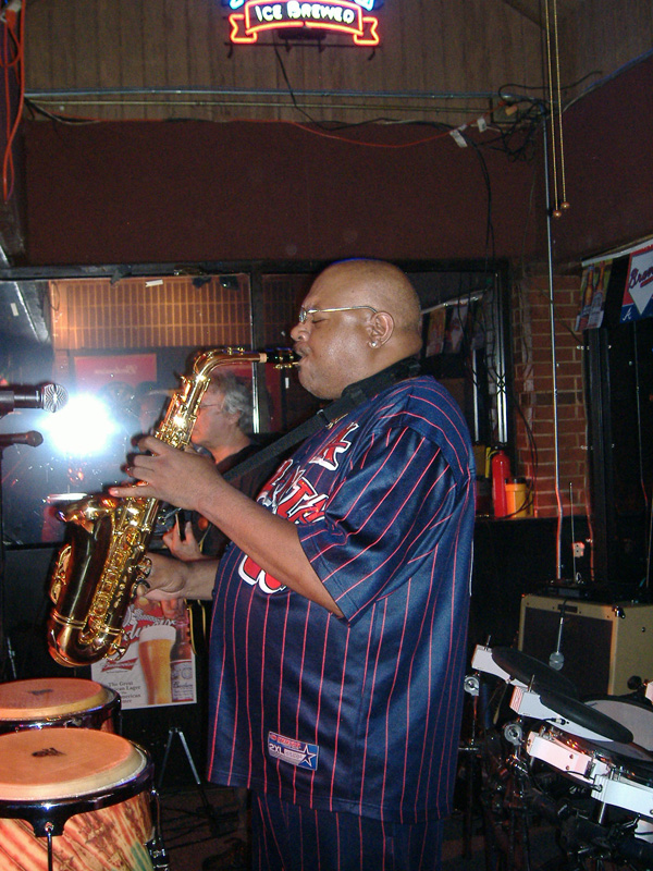 Huggy Bear Blowing on the Sax Live July 4 2008 at Sportstime